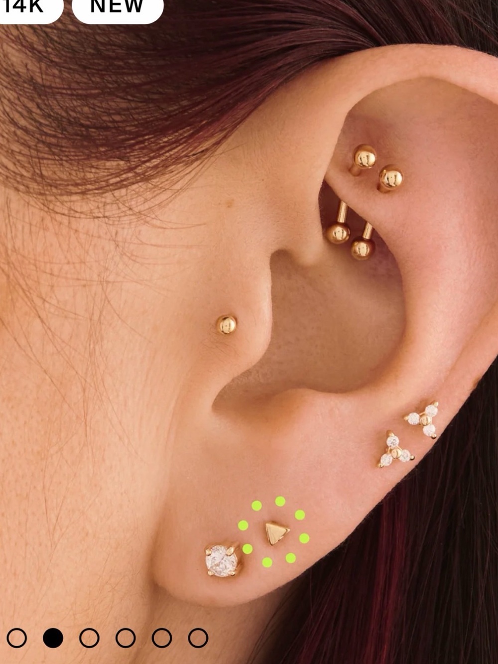 14K Gold Triangle Single Stud Earring